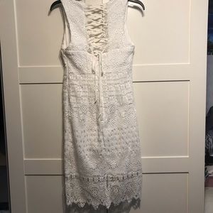 White lace sleeveless open back dress
